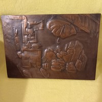 Life portrait scene, marked, embossed copper wall picture, picture, wall decoration.