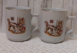 RITKASÁG! 2 darab Zsolnay mesebögre a 40-50 -es évekből, monogramos pajzspecséttel!