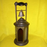 Portable, bell-shaped, copper ship's storm light, lamp.
