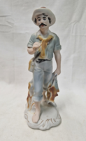 Large beautifully painted Arpo ceramic fishing figure in perfect condition 24.5 cm