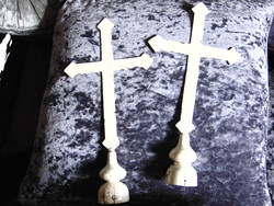 2 old iron / wooden crosses, gable top decoration