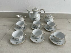 Zsolnay coffee mocha set with peach blossom pattern, porcelain
