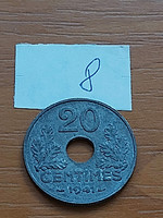 France Vichy France 20 centime 1941 zinc, 8