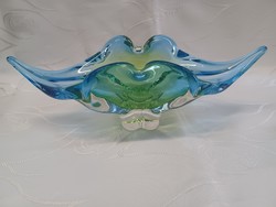 Josef Hospodka kék- zöld üveg tál
