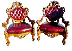 A836 Dúsan faragott barokk rokokó bőr fotelek