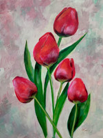 Öt szál tulipán - akrilfestmény - 40 x 30 cm