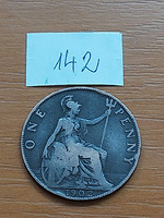 English England 1 penny 1902 vii. King Edward, bronze 142