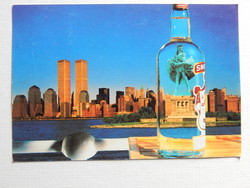 Képeslap - Smirnoff vodka humoros reklámlap, Olimpiafila reklámbélyegzéssel, Népművészet bélyeggel