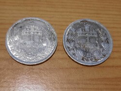 2 db ezüst 1 korona 1915