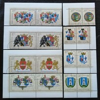 M4377-84c2s / 1997 Budapest és a Megyék címerei I. bélyegpár postatiszta mintabélyegek ívsarki