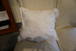 Matyo cushion cover with crocheted wind decoration