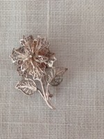 Silver or silver-plated Portuguese flower brooch / pin
