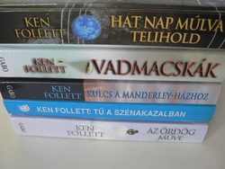 Ken Follett könyvcsomag Tű a szénakazalban, Az ördög műve, Hat nap múlva telihold, Vadmacskák