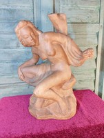 Imre Kovács Turáni (1910-1975) terracotta art deco female nude sculpture, lamp