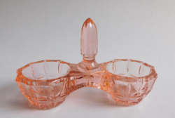 Vintage rózsaszín üveg asztali sótartó