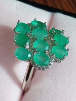Emerald 925 silver ring 52