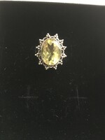 Beautiful lemon quartz (citrine) stone silver ring size 52