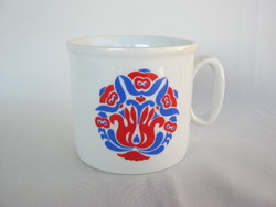 Zsolnay porcelain mug with blue-red pattern