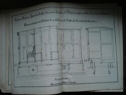 1870-es évekből vasúti kocsi tervek 18 darab Harzer Aktien Gesellschaft + 3 eredeti