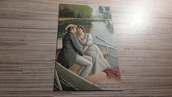 Antik dombornyomott romantikus képeslap.