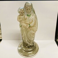 Antik fújt üveg Szűz Mária kisdeddel
