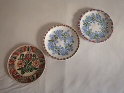 Folk art ceramic wall plates, including korondi