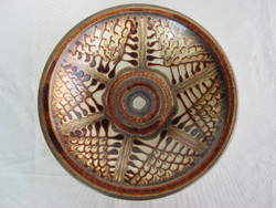 Glazed ceramic wall bowl with brown pattern 26 cm