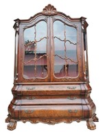 Barokk-chippendale hasas vitrin,tálaló