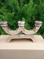 Three-branched wooden candlestick!