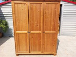 For sale is an IKEA pine wardrobe with 3 doors, hangers and shelves. Furniture is in good condition.