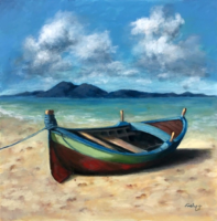 Az álmok tengerének partján - akrilfestmény -  50 x 50 cm