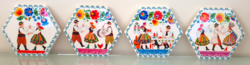 4 Pcs ceramic tile image - folk motif coaster 9.5 Cm