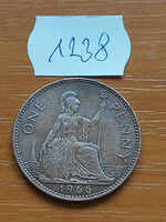 English England 1 penny 1966 ii. Queen Elizabeth, bronze 1238