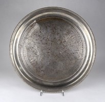 1R353 old large printed metal plate offering tray 35.5 Cm