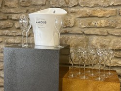 Pezsgős Party Készlet - Champagne Mandois Pierry - Kétpalackos jégveder 12 kristálypohárral