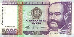 2 x 5000 intis 1988 Peru UNC sorszámkövető