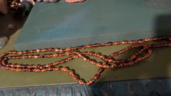 110 Cm, caramel-colored, handmade glass pearl necklace without a clasp.
