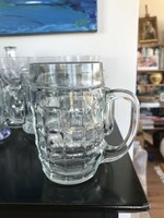 0.3 Liter retro beer mug, made of thick glass, with worn ftc inscription