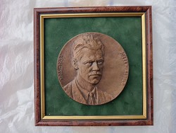 "József Attila 1905 - 1937, Domonkos Béla 1981" bronz-plakett műalkotás áron alul