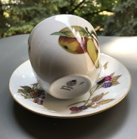 Angol porcelán teás szett, gyümölcs dekorral
