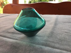 Marked small turquoise glass vase (No. 2)