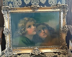 Antique wonderful blondel frame gift with holy picture, glass 46 cm x 35.5 cm