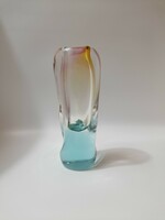 Josef Rozinek cseh színes üvegváza, 19 cm