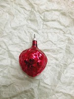 Régi üveg karácsonyfa dísz, málna, 5 cm