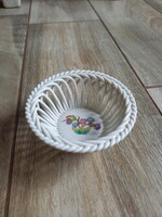 Luxurious Herend Victoria model porcelain wicker basket (9.4x3.8 cm)