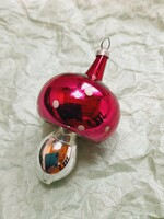 Régi üveg karácsonyfa dísz, gomba, 7 cm