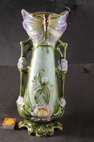 Antique majolica vase with handles 302