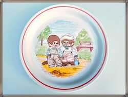 Rare Zsolnay porcelain children's flat plate with Monchic pattern