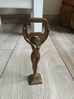Old female nude copper bottle opener (12x4 cm)