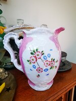 Antique pink flower jug, 16 cm,